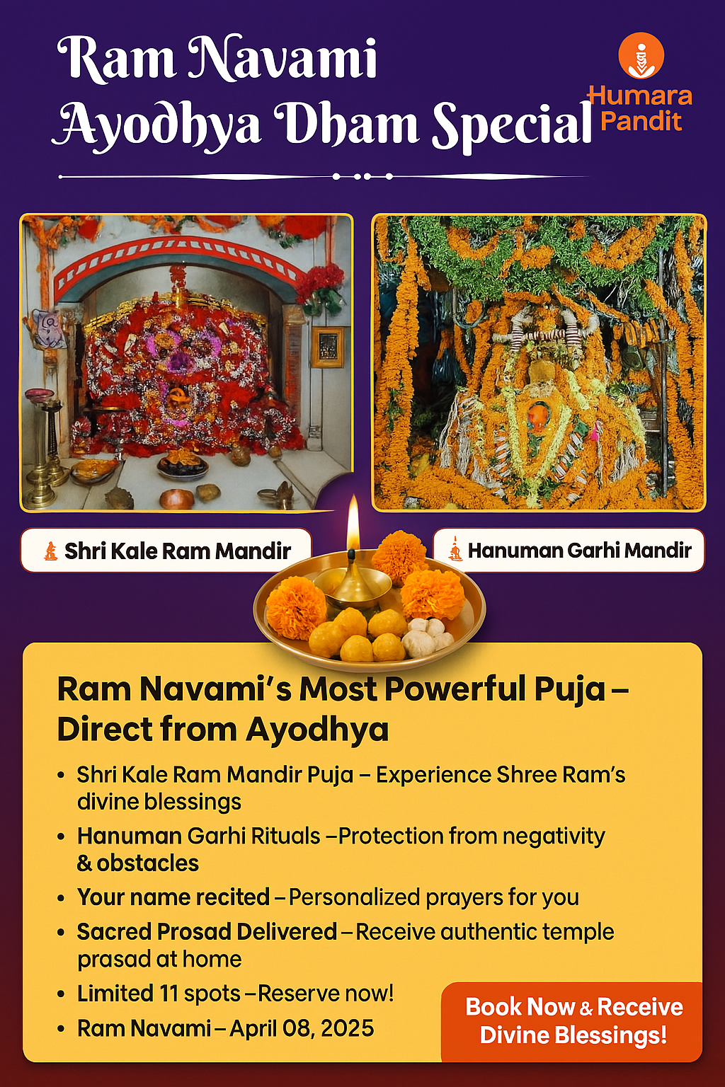 🛕 Ram Navami Special: Divine Puja from Ayodhya’s Shri Kale Ram Mandir & Hanuman Garhi