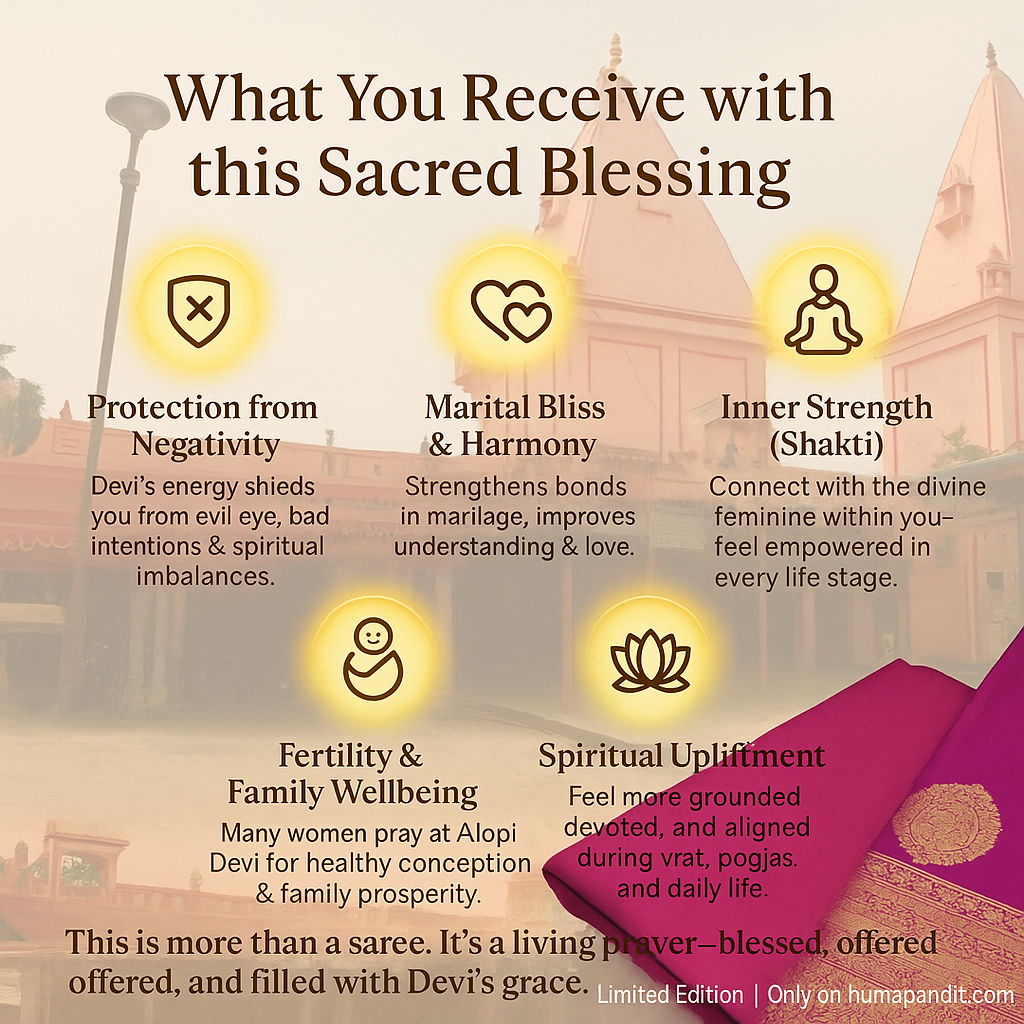 Sawan Special Saree – Blessed at Madhaveshwari Shaktipeeth (Maa Lalita, Alopi), Prayagraj